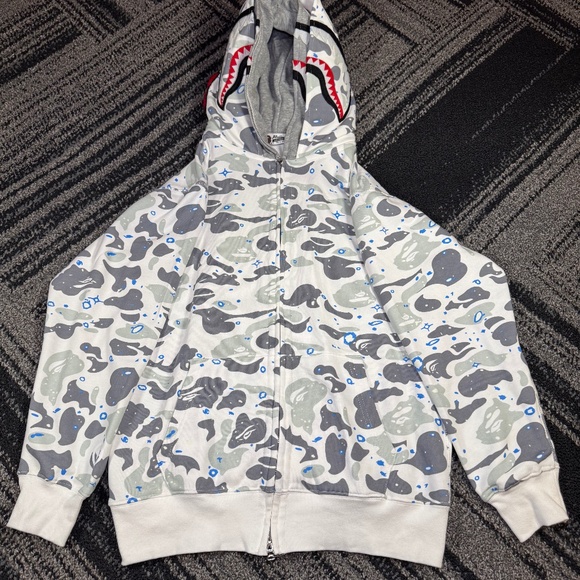 BAPE Space Camo Shark Full Zip Double Hoodie - Picture 1 of 9